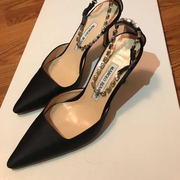Manolo Blahnik Shoes - Manolo Blahnik Black Heels with Silver Accents